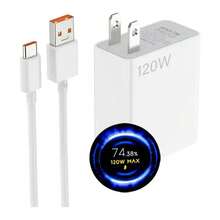 120W Cargador De Carga Rápida, Incluye 1 Cable USB-C a Tipo-C, Duradero, Resistente a Caídas, Compatible Con Sistemas Ios/Android, Blanco - Tipo de Enchufe A USA (110-127V) - Ver 1