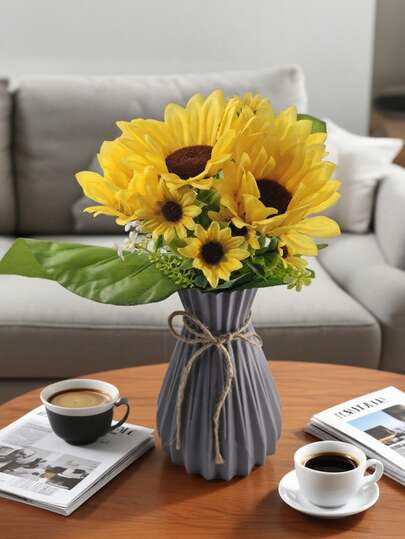 Artificial Potted Plants, Fake Plants, Home Decor Artificial Flowers With Vase, Suitable For Wedding Decoration, Bedroom, Living Room, Dining Table, Home Office Decor