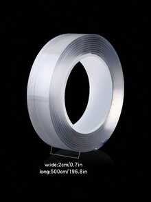 1 rollo de cinta transparente de doble cara, cinta adhesiva de nano de dos caras, de alta viscosidad impermeable e invisible, vuelta al colegio - transparente - Ver 11