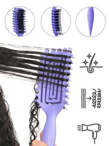 Cepillo definidor de rizos para cabello rizado, cepillo de estilo de rizos con volumen con diseño de ranura de borde, desenredador moldeador de rizos para rizos rebotones, control del frizz y definición de ondas, cepillo para cabello rizado para mujeres, herramienta para el cabello para uso húmedo o seco, ideal para uso diario o viajes, de vuelta a la escuela, artículos esenciales para viajes, accesorios para el cabello para mujeres