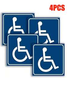 4pcs/Set Handicap Signs Stickers Decal Symbol - Disable Wheelchair Sign, Disability Sticker, Premium Self-Adhesive Vinyl, Laminated, Indoor & Outdoor - Blue - View 10