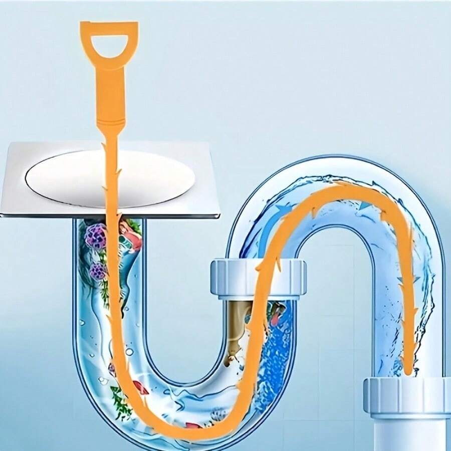 1 Random Color Drain Dredging Artifact For Removing Clogged Drain Pipes, Hair Cleaner, Suitable For Drain Pipes, Shower Pipes, Sinks, Kitchen Sinks, Bathtubs And Bathrooms, Hair Remover, Bathroom Accessories, No Batteries Required