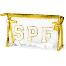 Preppy Patch SPF Clear Cosmetic Bag SPF Varsity Letter Toiletry Bag Waterproof PVC Cosmetic Case Multi-Function Zippered Pouch Makeup Bag For Beach Pool, Pencil Case Pen Pouch,Makeup Bag,Make Up Bag,Makeup Bags,Cosmetic Bag,Makeup Organiser,Travel,Makeup Pouch,Bag,Vanity,Make Up Pouch,Travel Essentials,Pouch Bag,Make Up Bags,Bags,Travel Essential,Vanity Accessories,Small Makeup Bag - Multicolor - View 8