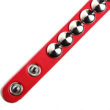 Eigso 3 Pcs Leather Punk Bracelets Men Women Of Rock Rivet Wrap Retro Spike Bracelet Adjustable - 紅色 - 查看 6