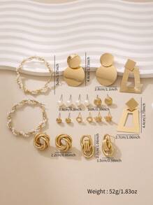 22/12/10pcs Vintage Punk Style Women Earrings Set, Exaggerated Geometric Stud Earrings And Dangle Earrings, Versatile For Daily Wear Or Gift, Charming Jewelry