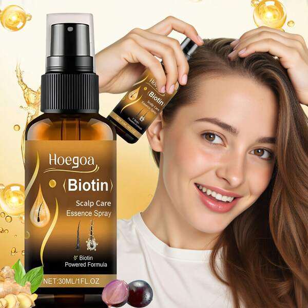 1.0 Oz Bruma capilar de Biotina, que contiene Biotina, extracto de jengibre, aceite de semilla de uva, adecuado para cabello seco y dañado, aceite nutritivo para masaje del cabello y el cuero cabelludo