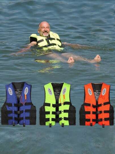 1 pièce Professionnel avec selle avec gilet de sauvetage épaissi, grande flottabilité adulte pour la natation, la pêche, les bateaux, le contrôle des inondations, gilet de survie portable pour adolescents, accessoires de plage, flotteur de piscine