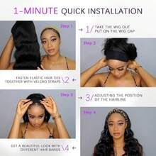 200 Density Glueless Headband Wig Human Hair Body Wave Human Hair Wig Brazilian Remy Full Machine Made Hair Wigs For Women Human Hair Wig 18 20 22 - Natural Black - Xem 9