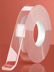 1 rollo de cinta transparente de doble cara, cinta adhesiva de nano de dos caras, de alta viscosidad impermeable e invisible, vuelta al colegio - transparente - Ver 2