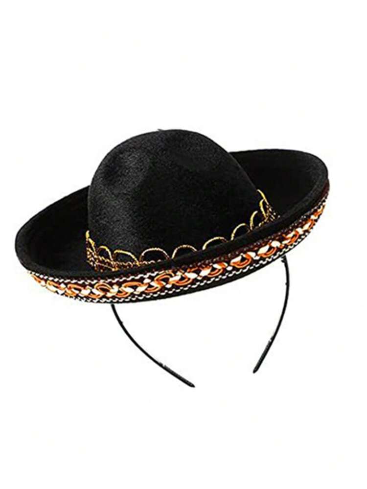 1pc Mexican Party Hat Headband, Carnival Halloween Hair Hoop Mini Hat,Christmas - Khaki - View 21