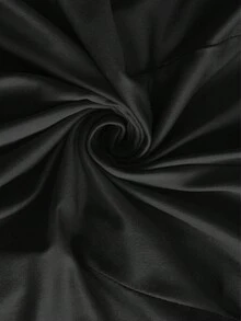 女式高腰 V 领阔腿连体裤，配不对称设计和腰带 - 黑色 - 查看 8