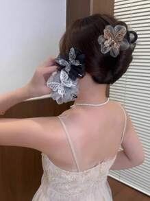 3/6 buc cleme de păr cu gheare de flori din plasă cu stras de înaltă calitate, gheare elegante pentru femei, accesorii de păr de vară, cleme de păr, cleme de păr, agrafe de păr, prinzătoare de păr