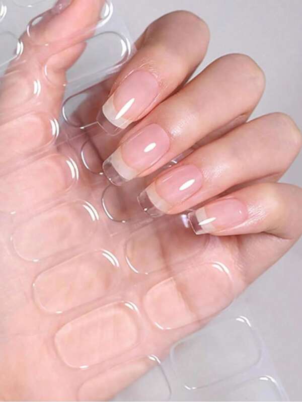 20/32/36/40 Stücke Vollhaftende Gel Nagel Aufkleber, klare Nagel Aufkleber, UV Nagellack, Salon-Qualität, langanhaltende Gel Nagel Aufkleber