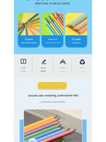 12 pièces Crayons de couleur arc-en-ciel de qualité supérieure HB en papier