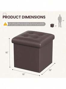 Free Shipping15 Inches Storage Ottoman Cube Set Of 2, Foldable Storage Boxes Footrest Step Stool, Padded Seat For Dorm Ving Room, Support 300lbs, Ne Fabric Grey Dgds - Brown - View 3