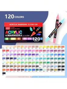 120/168 支，GUANGNA，2100 系列马克笔，DIY 手工绘画笔，适用于在陶瓷、金属、DIY 鞋子和服装、DIY 玻璃上绘画，专业艺术用途，用于学校用品，返校 - 彩色 - 查看 9