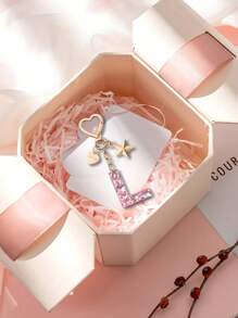 1pc Cute Bling Keychain Initial Letter Butterfly Star Pink Gift For Women Girls Bag Purse Handbags School Bag Car Key Cup Charms Accessories Car Accessories Goth Y2k