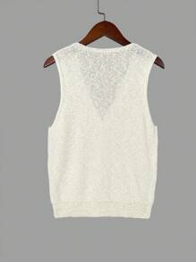 女士V领针织背心，时尚修身，适合分层穿着或单独穿着，秋季 - 乳白 - 查看 6
