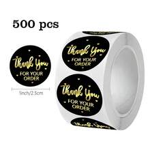 500 pièces/rouleau Autocollants "Merci pour votre commande", Autocollants "Merci" faciles à décoller, Autocollants pour produits faits main, Autocollants "Merci" pour sacs cadeaux, emballages et étiquettes de petites entreprises de au détail en ligne. Pour fournitures scolaires, rentrée des classes. - Multicolore - Voir 4