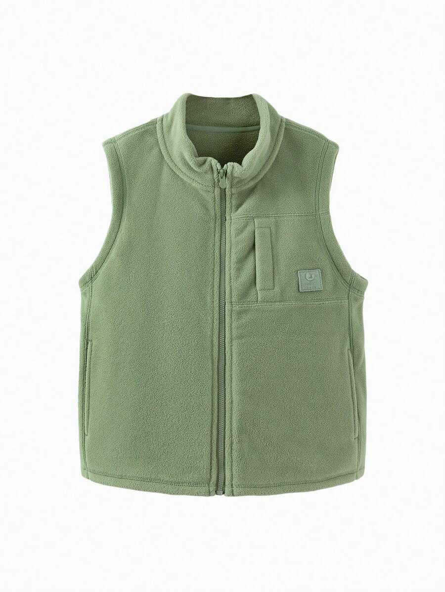 mini bala Áo khoác nỉ hai mặt cho trẻ em mùa thu 2025 mềm mại ấm áp - màu xanh ô liu - Xem 1