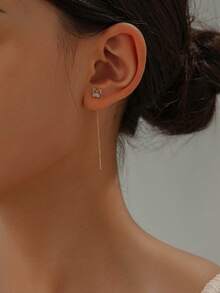 1 Cặp bông tai tua rua hình bướm đính đá Zirconia siêu nhỏ thời trang dành cho nữ - vàng vàng - Xem 9