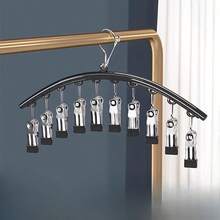 Bottom Organizer For Closet, Metal Yoga Pant Hangers 1 Pack With 10 Clips, Holds Multiple Pairs Of Bottoms And Clothes, Space Saving Hanging Closet Organizer With Rubber Coated Closet Organizer And Storage, Black - màu đen - Xem 1