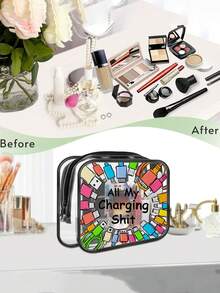 New Arrival! All-In-One Charger Travel Organizer - Transparent Toiletry Bag, Travel Essential, Portable Zipper Travel Makeup Bag, Beach Clear PVC Toiletry Bag, Waterproof Storage Pouch, Transparent Organizer Bag, Cable And USB Organizer Bag, Airport Approved PVC Cosmetic Bag For Chargers, Cables And Power Banks