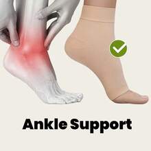 男女通用无缝压缩袜，用于脚踝支撑 - 高帮设计，透气尼龙/氨纶混纺，可机洗，纯色 - 非常适合攀岩、徒步旅行、跑步和日常活动，压缩袜，登山必需品，高帮袜，透气面料 - 彩色 - 查看 3