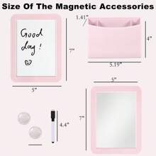 Pink Locker Accessories For Girls With Magnetic Whiteboard, Locker Mirror And Pen Holder, Locker Decoration For School Locker, Locker Organizer For Work, Back To School Essentials,8810963