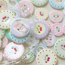 10/20 件可爱卡通樱花、动物印花彩色纽扣、时尚配饰、DIY 工艺用品，适用于服装、头饰、鞋子、手工奶油树脂装饰 - 彩色 - 查看 1