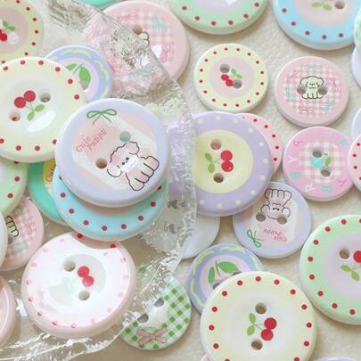 10/20 قطعة أزرار كرتونية جميلة بتصميم أزهار الكرز والحيوانات ملونة، اكسسوارات موضة، مستلزمات DIY للملابس والأغطية الرأس والأحذية، زخرفة راتنجية كريمية صناعة يدوية