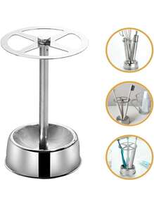 1pc Stainless Steel Toothbrush Holder Toothpaste Stand Shelves Bathroom Organizer Freestand Stationery Makeup Brush Storage Back To School