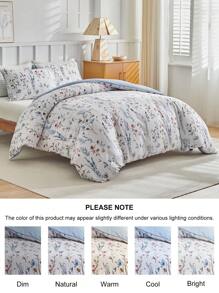 2/3pcs Floral Print Polyester Duvet Cover Set, Pastoral Style Soft & Breathable Children/Girls Bedroom Bedding Set, Suitable For All Seasons, Zipper Closure, Machine Washable (1 Duvet Cover + 1/2 Pillowcase) - Multicolor - View 5