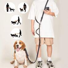 1 件双层泡沫手柄防窒息狗绳，带反光带，免提斜挎设计，适合慢跑，适合中小型宠物 - 彩色 - 查看 9