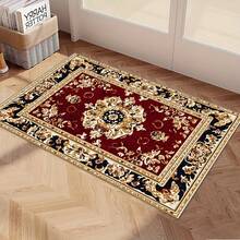 1PC 3.1'x2', 8.4'x6' Modern Vintage Stripe Print Low Pile Rug, Bedroom Area Rug, Non-Slip Dot Rug, Easy To Clean, Home Decor, Room Decoration - 黑色 - 查看 3