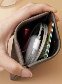 1 pezzo - Portafoglio in pelle autosigillante. Set per passaporto e patente di guida. Porta auricolari e cavo dati. Busta per contanti. Borsa per cosmetici, portafoglio, casual business per donna, portafoglio per donna