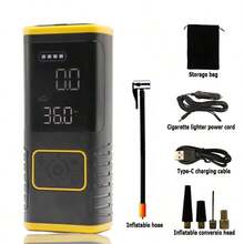 SUITU 轮胎充气机便携式空气压缩机，150PSI无线车载气泵，USB充电式轮胎泵，2000mah锂离子电池，快速充气和自动关闭功能，适用于汽车、摩托车、自行车和篮球。汽车配件/礼品