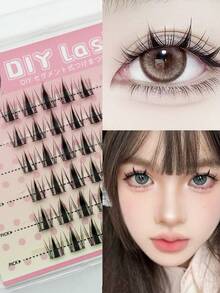 LASHIDOL 30 簇无胶睫毛延长，柔软自然假睫毛 DIY 套装，适合初学者且可重复使用 - 黑色 - 查看 4