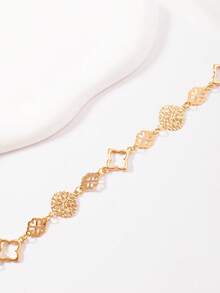 1 chiếc vòng cổ dài chạm khắc rỗng bằng vàng, vòng cổ vàng thời trang, vòng cổ hình chữ Y có thể đeo theo nhiều cách - Vàng - Xem 4