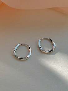 2 件简约扭曲纯色环形耳环，时尚百搭的女士耳环