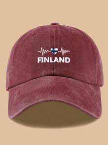 1 件可调节芬兰国旗和心电图印花棒球帽，轻便卡车司机帽，非常适合户外运动、徒步旅行和露营 | 爱国设计，户外头饰 | 复古风格帽子，节日和生日的理想礼物