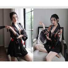 SINROYEE Anime Cosplay Women Cheongsam Lingerie Dress Japanese Kimono Costumes Dancer Chemise Side Slit - Black - View 9