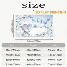 2D 1 件大象主题淋浴背景，蓝色花卉设计淋浴派对背景，蛋糕桌背景，肖像摄影背景