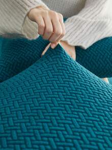 单件装提花弹力沙发套，现代防污沙发套，简约风格沙发套装，适用于客厅、卧室、户外沙发、L型沙发、贵妃椅/转角沙发组合、沙发垫套，家居装饰通用座椅沙发，四季皆宜 - 孔雀藍 - 查看 8