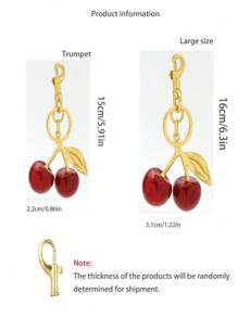 1 Pieza Colgante de llavero en forma de cereza grande de rojo, dije de cereza brillante de resina y metal, accesorio de decoración regalo para novia, mamá, mujer