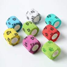 1/2/4 件自粘宠物绷带，粘性兽医绷带，无纺布胶带，适用于狗腿、爪子和伤口，0.98 英寸宽/177 英寸长绷带，多色爪印设计，透气包装胶带，适用于宠物狗和猫，耐用运动保护绷带