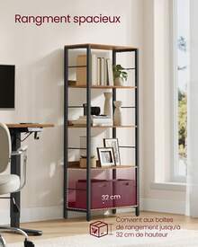 VASAGLE Bookcase - Rust Brown - View 2