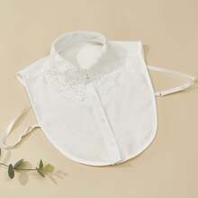 1 件女士刺绣蕾丝领，经典时尚雪纺假领，适合运动衫/运动衫，黑色和白色