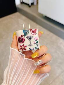 Pomegranate & Flower Splice Pattern Charger Case With Cable Winder, Durable TPU Data Cable Protective Cover Compatible With Apple 16/15, 14 Pro Max, 13, 12, 11 Nan Cable Protector Charger Accessories Phone Accessories - Multicolor - View 3