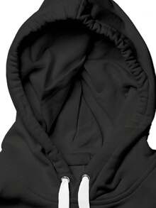 Unisex Oversized Sweatshirt Front Print Streetwear Casual Winter Long Sleeve Hooded  Pocket Cold Day To Day Black - 黑色 - 查看 4